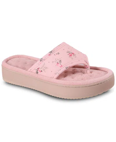 Isotoner Signature Women's Floral Flip Flop Platform Sandals In Pink