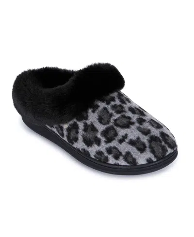Isotoner Signature Women's Leo Faux Fur Arch Support Clog Slippers In Black