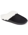 Isotoner Signature Women's Louise Quilted Velour Clog Slippers In Black