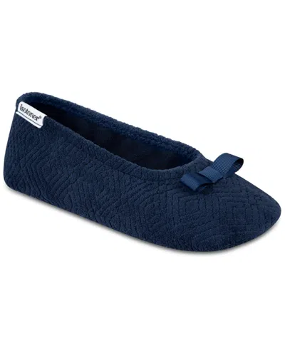 Isotoner Signature Women's Microterry Gemma Pillowstep Ballerina Slippers In Blue