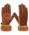 Isotoner Signature Women's Mya Smartdri Faux-fur Cuff Gloves In Cognac