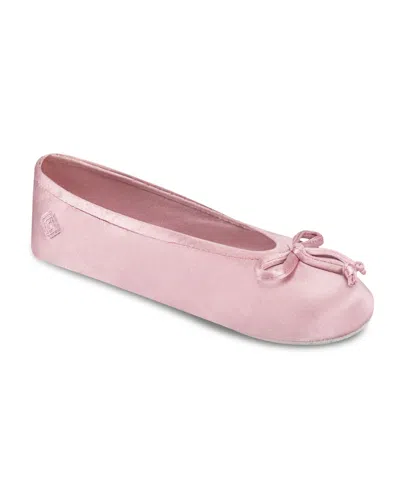 Isotoner Signature Women's Satin Ballerina Slippers With Bow In Multi