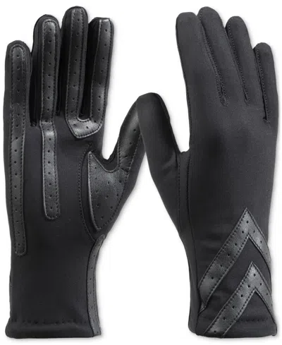 Isotoner Signature Women's Water-repellent Heritage Chevron Gloves In Black
