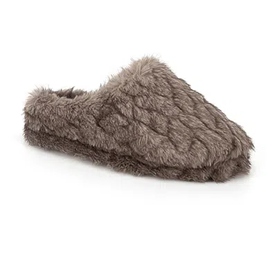 Isotoner Textured Fur Womens Clog Slippers In Brown