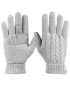 Isotoner Women's Cable Knit Gloves With Smart Touch In Lt Grey