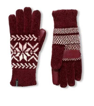 Isotoner Women's Chenille Snowflakes Gloves In Blackberry In Red