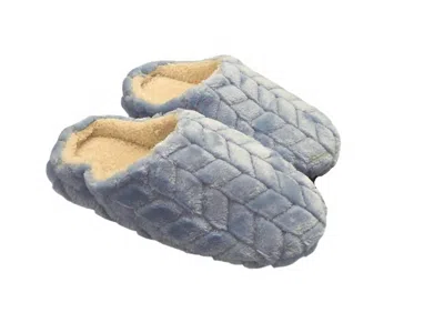 Isotoner Women's Chevron Fur Hoodback Slippers In Bonnie Blue In Gray