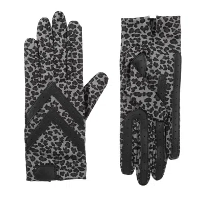 Isotoner Women's Chevron Shortie Gloves In Grey Leopard In Black