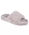 Isotoner Women's Faux Fur And Satin Tabby Slipper In Thistle In Purple