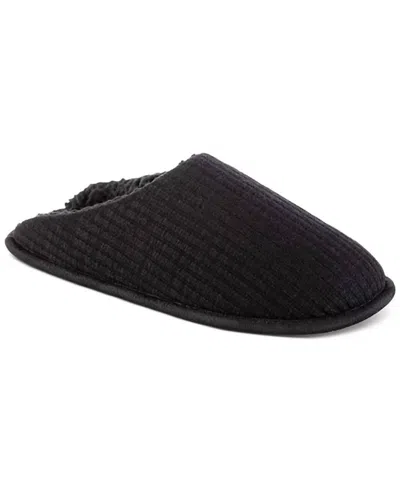 Isotoner Women's Fine Guage Rib Knit Scuff Slippers In Black