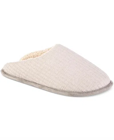 Isotoner Women's Fine Guage Rib Knit Scuff Slippers In Light Grey In Gray