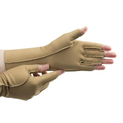Isotoner Women's Fingerless Therapeutic Gloves In Camel In Gold
