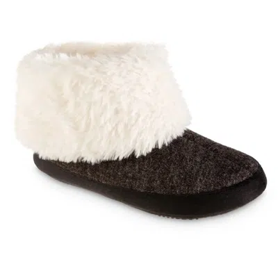 Isotoner Women's Heather Knit Marisol Boot Eco Comfort Slipper In Black