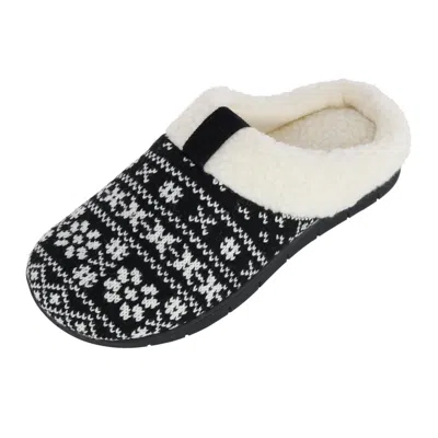Isotoner Women's Heritage Fairisle Knit Hoodback Slipper In Black