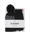 Isotoner Women's Knit Glove And Hat Gift Set In Black