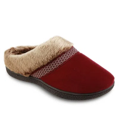Isotoner Women's Microsuede Mallory Hoodback Slippers In Chili In Burgundy