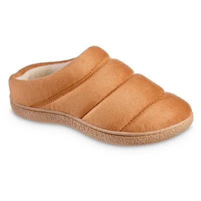 Isotoner Women's Microsuede Puffer Clog Slipper In Bucksin