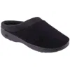 Isotoner Women's Microterry Pillowstep Satin Cuff Clog Slipper In Black In Black