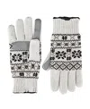 Isotoner Women's Nordic Fair Isle Knit Touchscreen Gloves In White