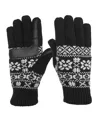 Isotoner Women's Nordic Fairisle Water Repellent Knit Gloves In Black