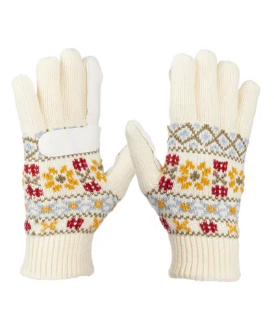 Isotoner Women's Nordic Fairisle Water Repellent Knit Gloves In Ivory