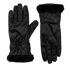 Isotoner Women's Quilted Gloves With Faux Fur Cuff In Black In Black