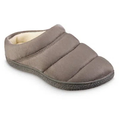 Isotoner Women's Recycled Microsuede Puffer Clog Slipper In Ash In Grey