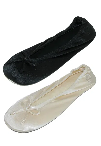 Isotoner Women's Satin Classic Ballerina Slippers (pack Of 2) In Multi