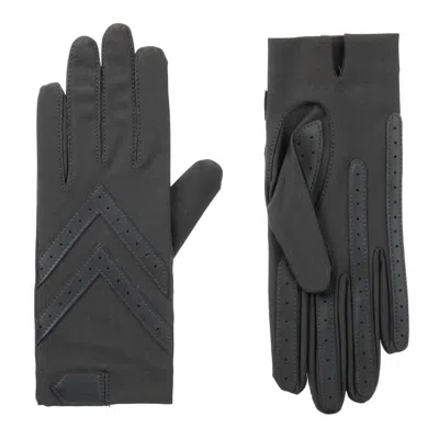Isotoner Women's Smartdri Chevron Shortie Touchscreen Gloves In Charcoal In Black