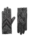Isotoner Women's Smartdri Chevron Shortie Touchscreen Gloves In Grey Leopard In Grey