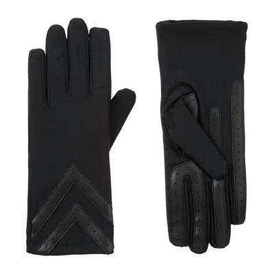 Isotoner Women's Smartdri Chevron Spandex Stretch Touchscreen Gloves In Black