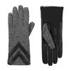Isotoner Women's Smartdri Chevron Stretch Touchscreen Gloves In Black Heather In Grey