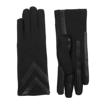 ISOTONER WOMEN'S SMARTDRI CHEVRON TOUCHSCREEN GLOVES IN SOLID BLACK
