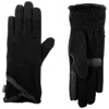 Isotoner Women's Smartdri Fleece Gloves With Overlap Wrist In Black In Black