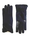 Isotoner Women's Smartdri Fleece Gloves With Overlap Wrist In Midnight In Blue