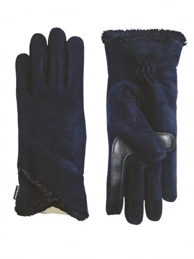 Isotoner Women's Smartdri Fleece Gloves With Overlap Wrist In Midnight In Blue