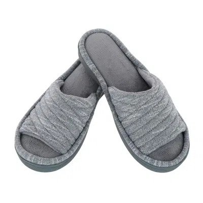 Isotoner Women's Space Dye Open Toe Andrea Slide Slipper In Grey