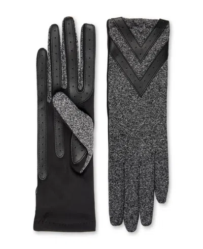 Isotoner Women's Spandex Touchscreen Gloves With Chevron Detail In Black