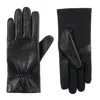 Isotoner Women's Stretch Leather With Gathered Wrist Gloves In Black In Black
