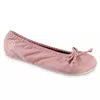 Isotoner Women's Stretch Satin Eco Comfort Ballerina Slipper In Woodberry In Pink