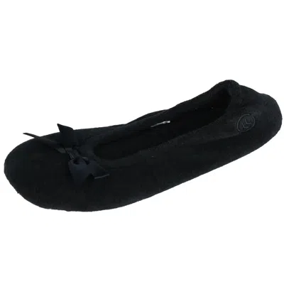 Isotoner Women's Terry Classic Ballerina Slippers In Black
