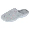 Isotoner Women's Terry Scalloped Embroidered Clog Slippers In Grey