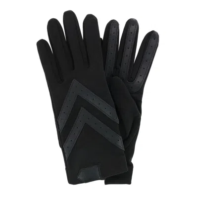 Isotoner Women's Touchscreen Spandex Winter Glove With Chevron Wrist In Black