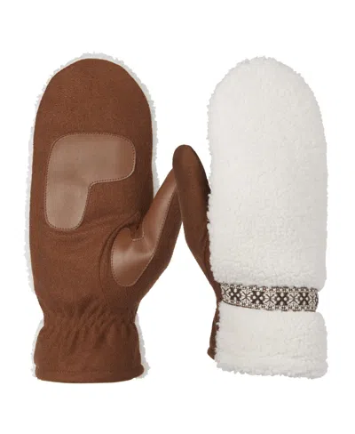 Isotoner Women's Woodlands Faux Shearling Mittens In Cognac