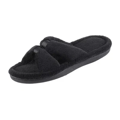Isotoner Womens Memory Foam Slip-on Slippers In Black