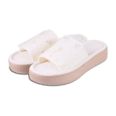 Isotoner Womens Slip-on Slippers In White