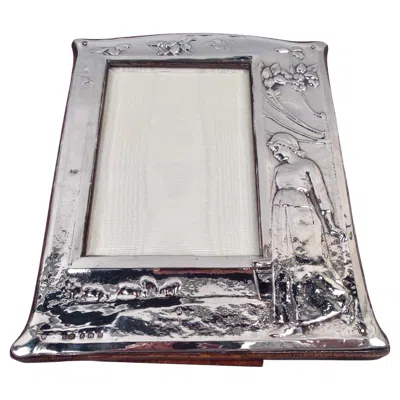 Pre-owned Israel Sigmund Greenberg English Edwardian Art Nouveau Picture Frame With Pastoral Scene In Silver