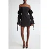 Israella Kobla Asha Belted Sleeve Off The Shoulder Minidress In Black
