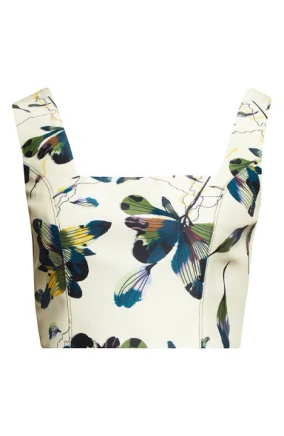 Israella Kobla Carda Abstract Floral Crop Top In White