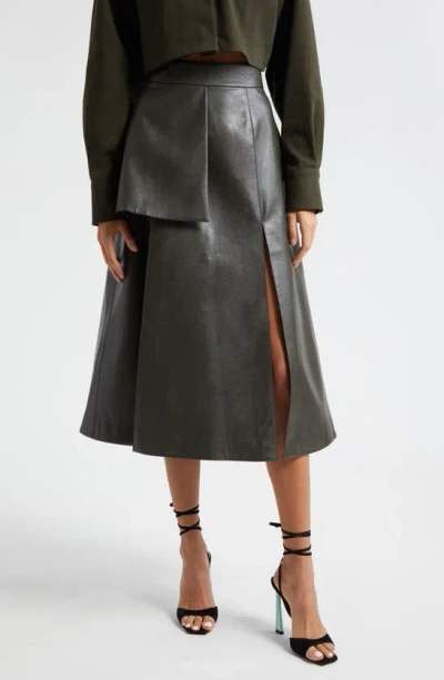Israella Kobla Konate Faux Leather Skirt In Army